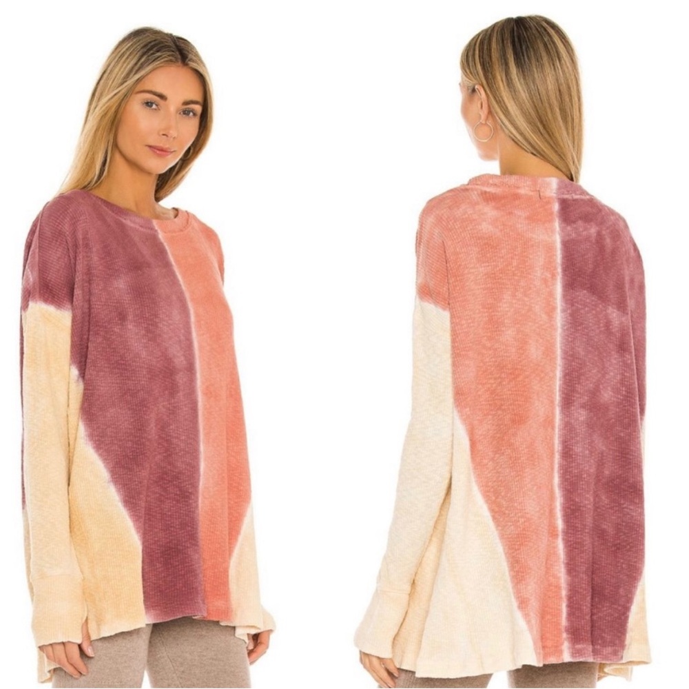 Free People Logan Long Sleeve Top in Pink and Cream - Picture 3 of 8